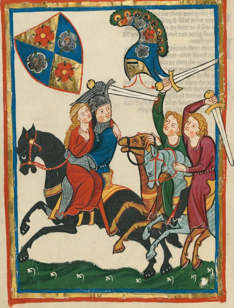 An illustration from Große Heidelberger Liederhandschrift (Codex Manesse), 1300, leaf 628