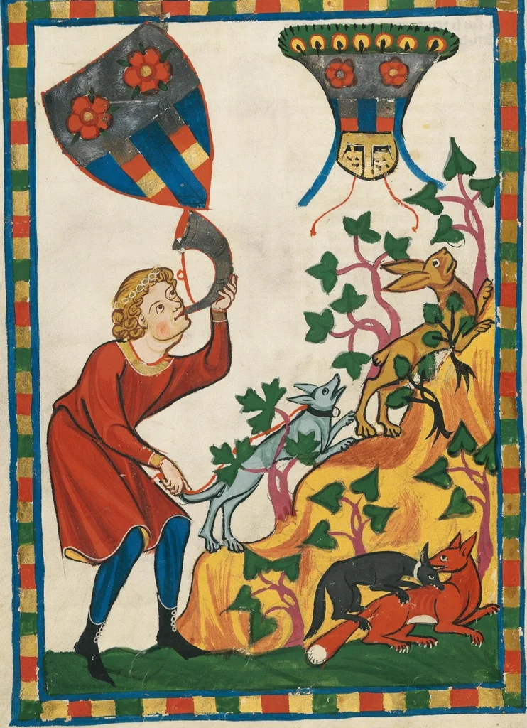 An illustration from Große Heidelberger Liederhandschrift (Codex Manesse), 1300, leaf 636