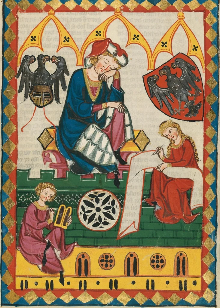 An illustration from Große Heidelberger Liederhandschrift (Codex Manesse), 1300, leaf 641