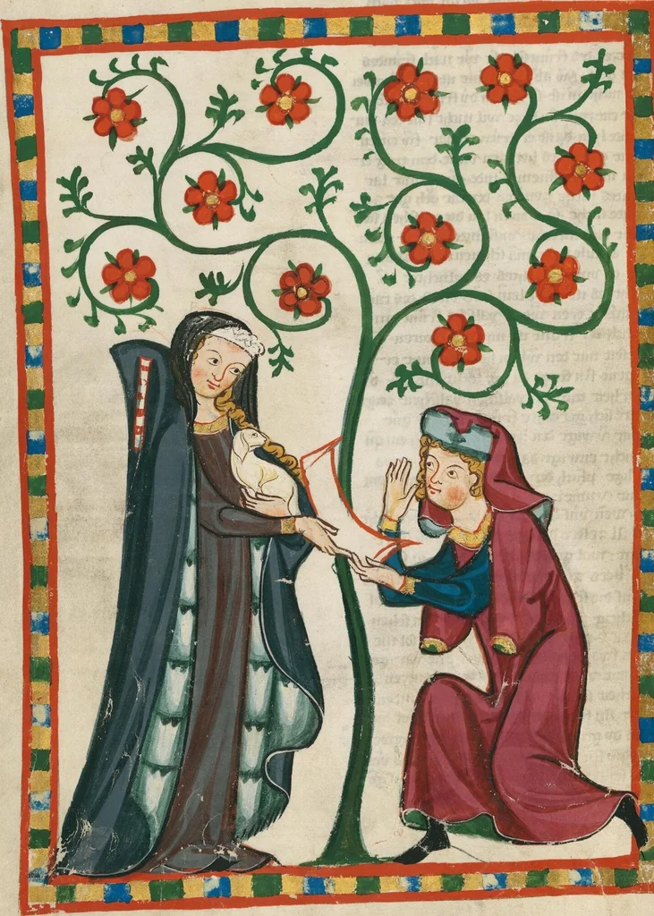 An illustration from Große Heidelberger Liederhandschrift (Codex Manesse), 1300, leaf 680