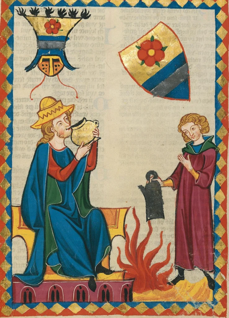 An illustration from Große Heidelberger Liederhandschrift (Codex Manesse), 1300, leaf 693