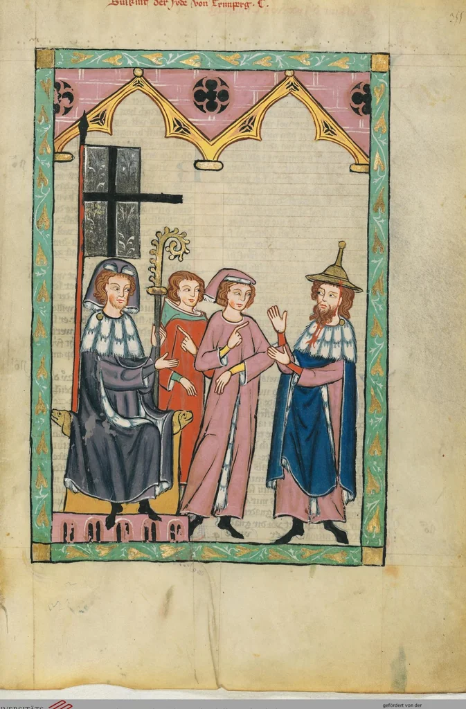An illustration from Große Heidelberger Liederhandschrift (Codex Manesse), 1300, leaf 705