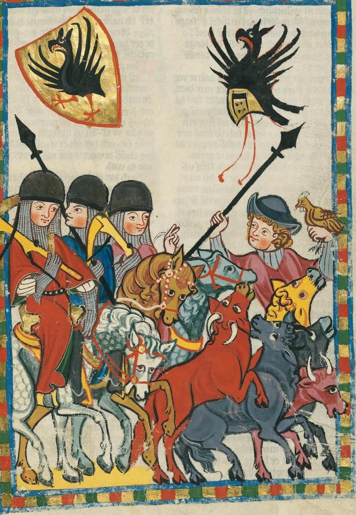 An illustration from Große Heidelberger Liederhandschrift (Codex Manesse), 1300, leaf 713