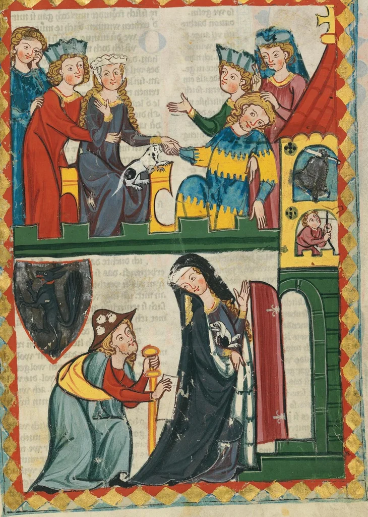 An illustration from Große Heidelberger Liederhandschrift (Codex Manesse), 1300, leaf 737