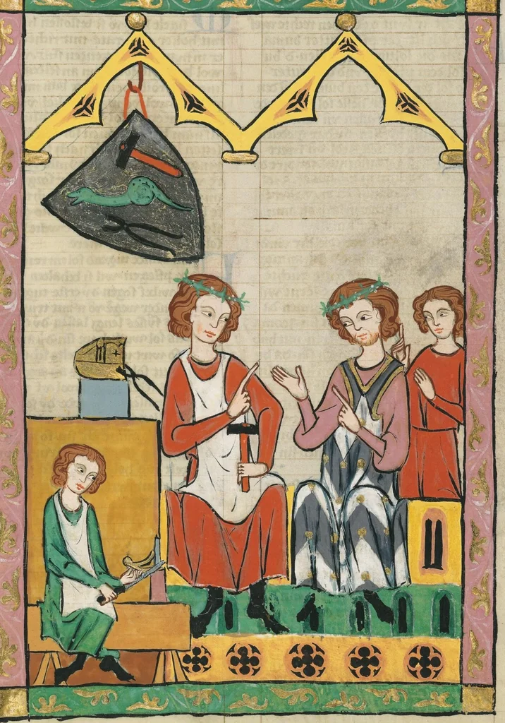 An illustration from Große Heidelberger Liederhandschrift (Codex Manesse), 1300, leaf 757