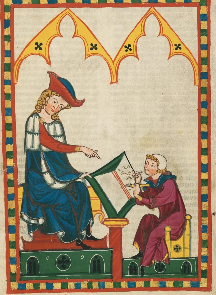 An illustration from Große Heidelberger Liederhandschrift (Codex Manesse), 1300, leaf 761