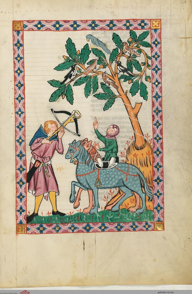 An illustration from Große Heidelberger Liederhandschrift (Codex Manesse), 1300, leaf 787
