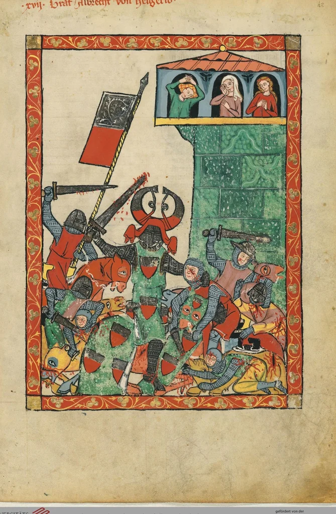 An illustration from Große Heidelberger Liederhandschrift (Codex Manesse), 1300, leaf 79