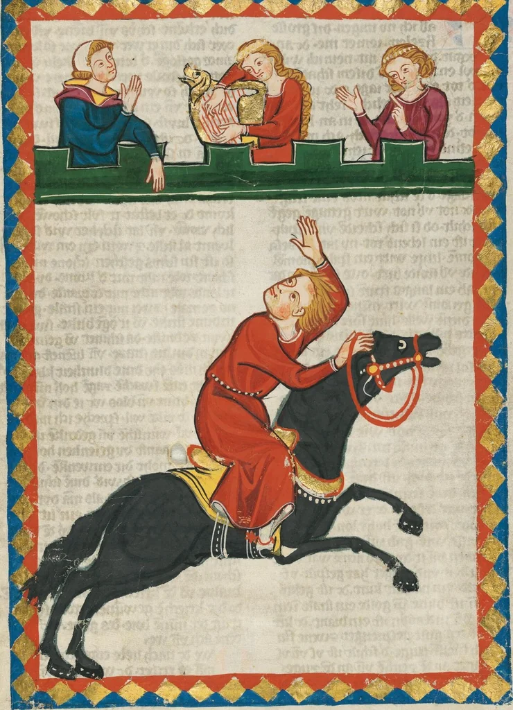 An illustration from Große Heidelberger Liederhandschrift (Codex Manesse), 1300, leaf 819