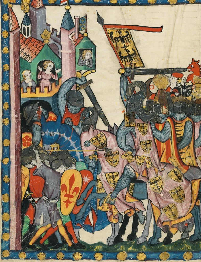 An illustration from Große Heidelberger Liederhandschrift (Codex Manesse), 1300, leaf 82