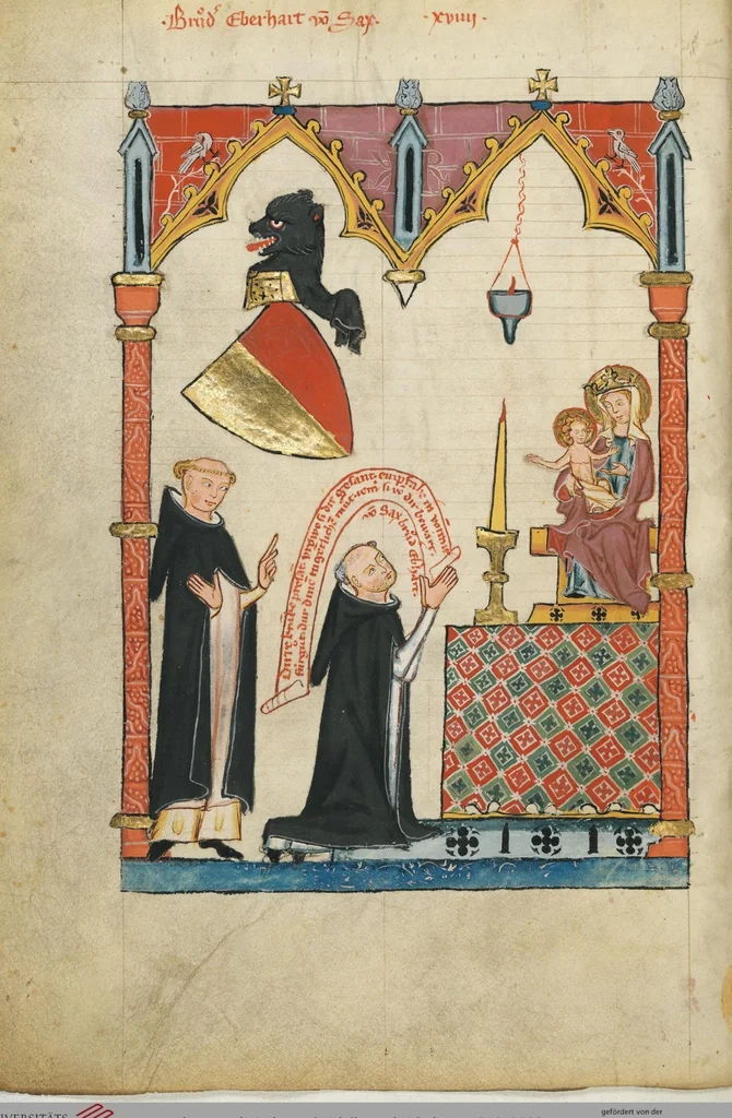 An illustration from Große Heidelberger Liederhandschrift (Codex Manesse), 1300, leaf 92