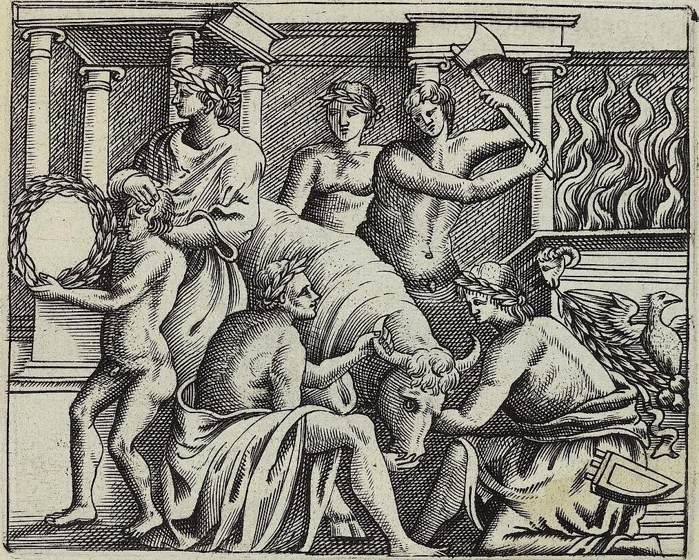 An illustration from Discovrs De La Religion Des Anciens Romains, 1672, leaf 300