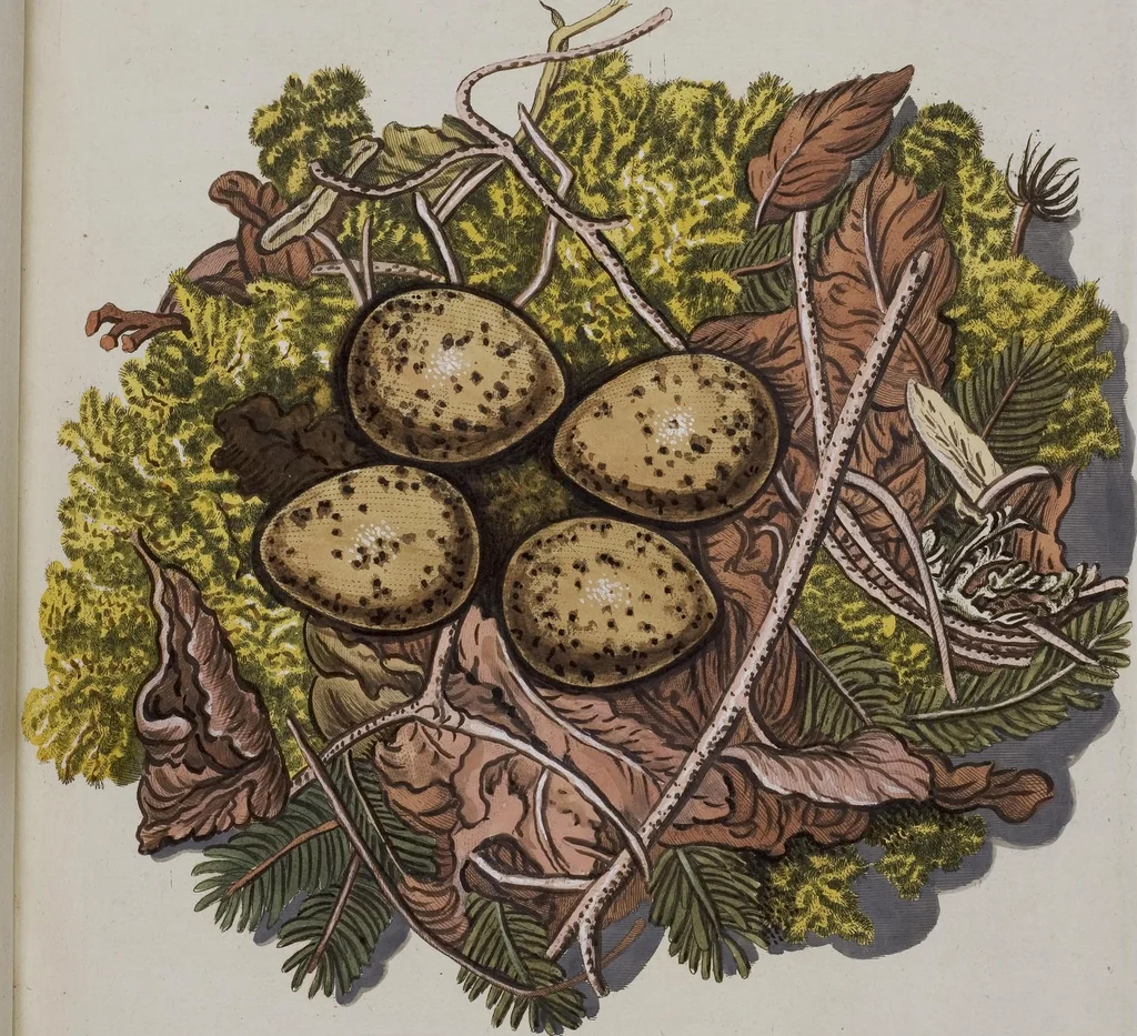 An illustration from Sammlung von Nestern und Eyern verschiedener Vögel: aus den Cabineten des... Herrn.. Schmidels und des Herrn Verfassers, 1772, leaf 174