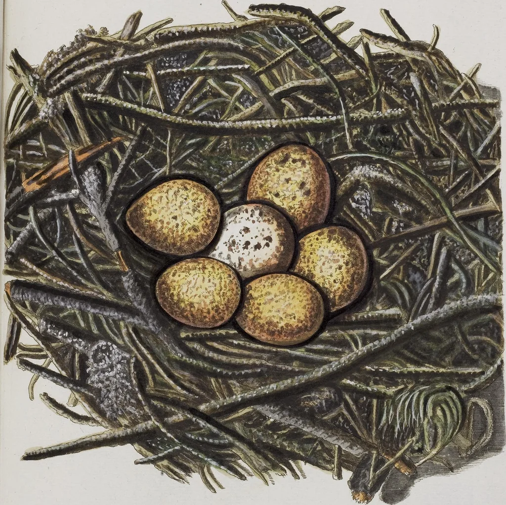 An illustration from Sammlung von Nestern und Eyern verschiedener Vögel: aus den Cabineten des... Herrn.. Schmidels und des Herrn Verfassers, 1772, leaf 204