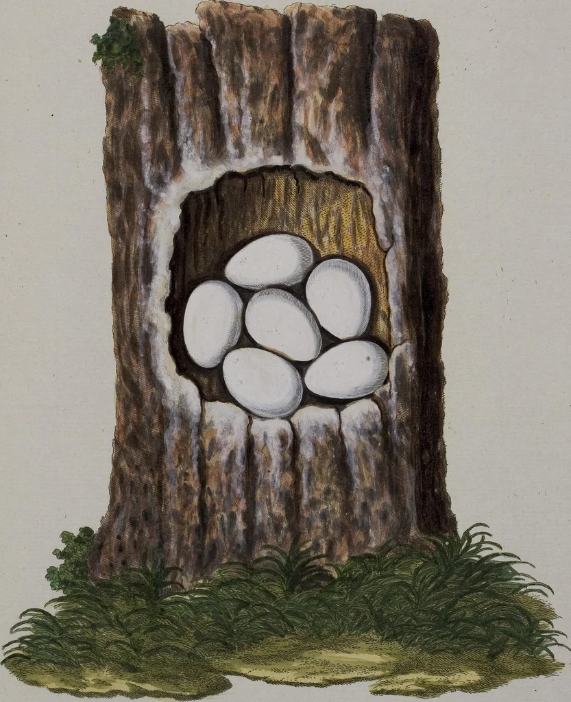 An illustration from Sammlung von Nestern und Eyern verschiedener Vögel: aus den Cabineten des... Herrn.. Schmidels und des Herrn Verfassers, 1772, leaf 217