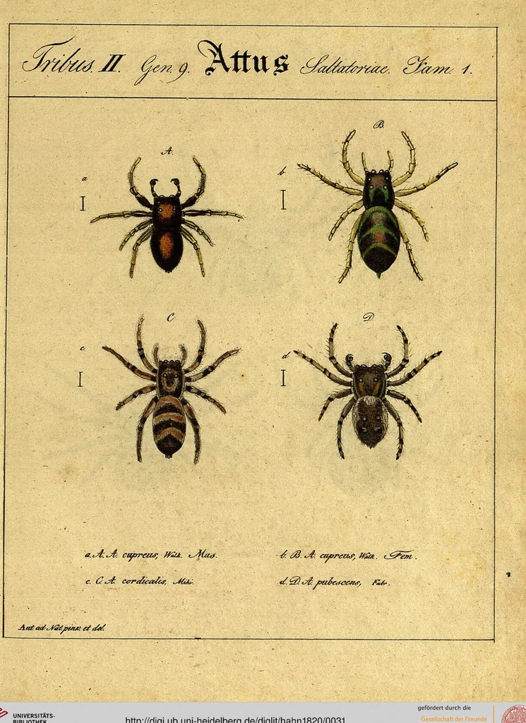 An illustration from Monographie der Spinnen / Monographia Aranearum, 1820, leaf 31