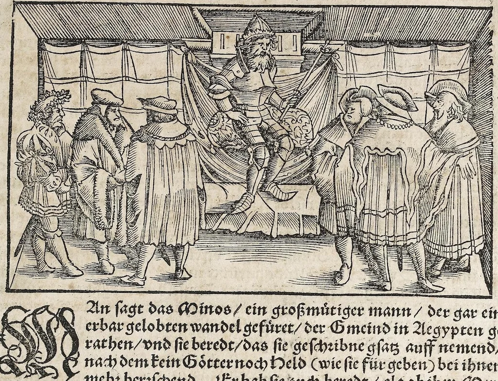 An illustration from Heydenweldt Vnd [und] irer Götter anfängcklicher vrsprung [Ursprung]: durch was verwhänungen den selben etwas vermeynter macht zugemessen, vmb dero wille[n], sie von den alten verehert worden ..., 1554, leaf 349