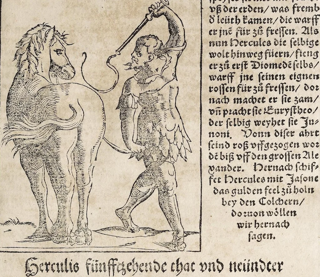 An illustration from Heydenweldt Vnd [und] irer Götter anfängcklicher vrsprung [Ursprung]: durch was verwhänungen den selben etwas vermeynter macht zugemessen, vmb dero wille[n], sie von den alten verehert worden ..., 1554, leaf 465