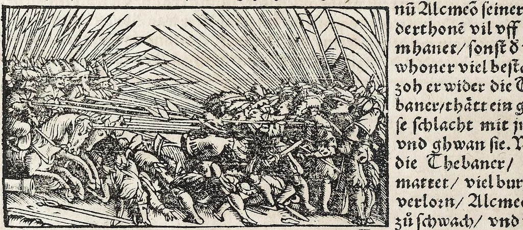 An illustration from Heydenweldt Vnd [und] irer Götter anfängcklicher vrsprung [Ursprung]: durch was verwhänungen den selben etwas vermeynter macht zugemessen, vmb dero wille[n], sie von den alten verehert worden ..., 1554, leaf 502