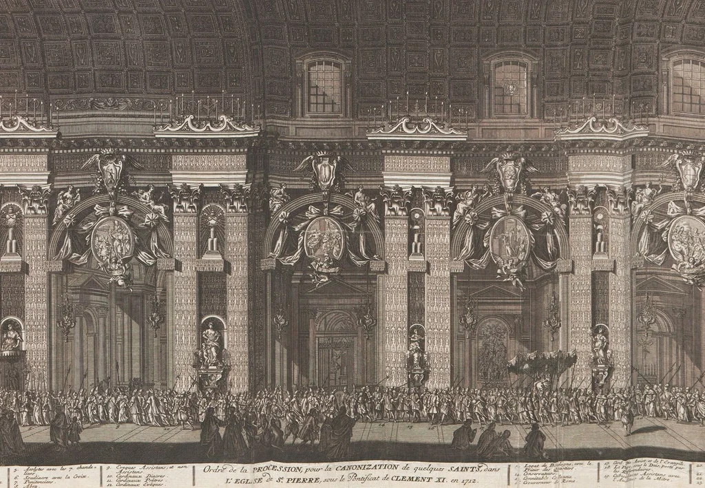 An illustration from Heilige Ceremonien, Gottes und Götzen-Dienste aller Völcker der Welt, Oder Eigentliche Vorstellung und summarischer Begriff, der vornehmsten Gottes-Dienstlichen Pflichten, Kirchen- und Tempel-Gebräuchen, der Christlich- und abgöttischen Völcker der gantzen Welt: Welche Nach des Berühmten Picarts Erfindung in Kupfer gestochen, und verlegt worden, 1748, leaf 103