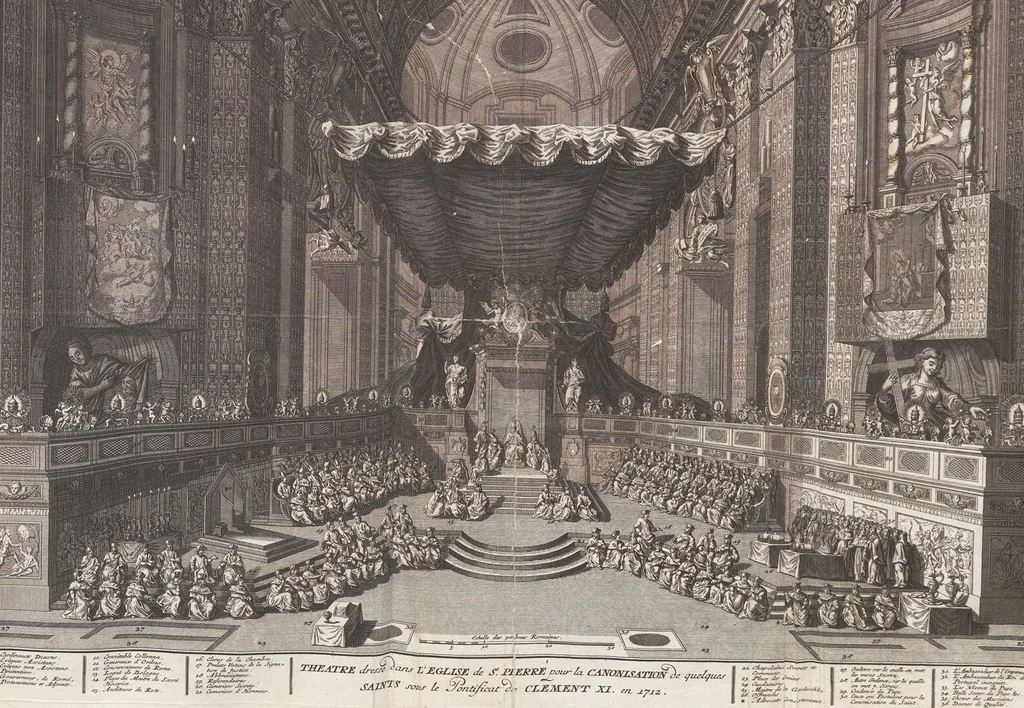 An illustration from Heilige Ceremonien, Gottes und Götzen-Dienste aller Völcker der Welt, Oder Eigentliche Vorstellung und summarischer Begriff, der vornehmsten Gottes-Dienstlichen Pflichten, Kirchen- und Tempel-Gebräuchen, der Christlich- und abgöttischen Völcker der gantzen Welt: Welche Nach des Berühmten Picarts Erfindung in Kupfer gestochen, und verlegt worden, 1748, leaf 104