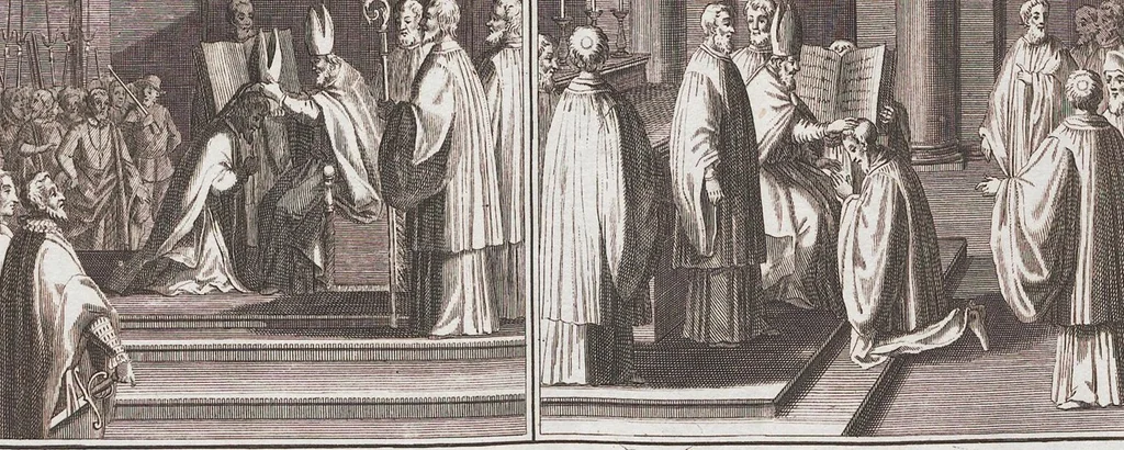 An illustration from Heilige Ceremonien, Gottes und Götzen-Dienste aller Völcker der Welt, Oder Eigentliche Vorstellung und summarischer Begriff, der vornehmsten Gottes-Dienstlichen Pflichten, Kirchen- und Tempel-Gebräuchen, der Christlich- und abgöttischen Völcker der gantzen Welt: Welche Nach des Berühmten Picarts Erfindung in Kupfer gestochen, und verlegt worden, 1748, leaf 119