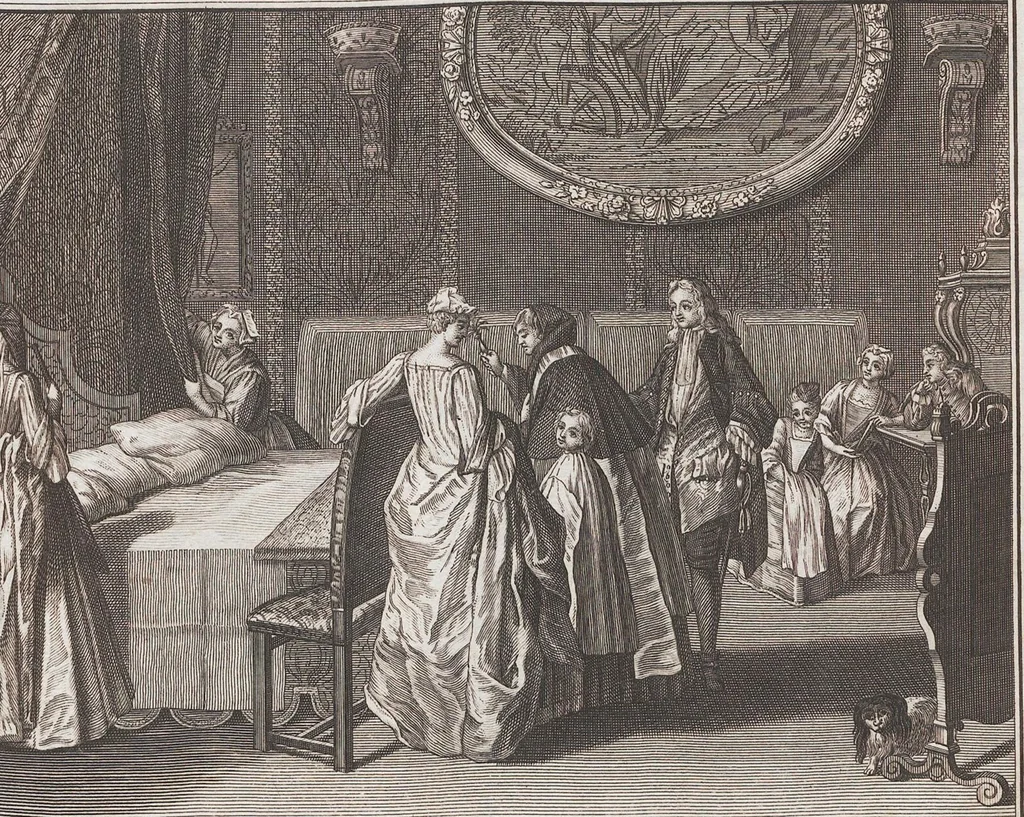An illustration from Heilige Ceremonien, Gottes und Götzen-Dienste aller Völcker der Welt, Oder Eigentliche Vorstellung und summarischer Begriff, der vornehmsten Gottes-Dienstlichen Pflichten, Kirchen- und Tempel-Gebräuchen, der Christlich- und abgöttischen Völcker der gantzen Welt: Welche Nach des Berühmten Picarts Erfindung in Kupfer gestochen, und verlegt worden, 1748, leaf 122