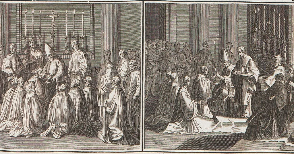 An illustration from Heilige Ceremonien, Gottes und Götzen-Dienste aller Völcker der Welt, Oder Eigentliche Vorstellung und summarischer Begriff, der vornehmsten Gottes-Dienstlichen Pflichten, Kirchen- und Tempel-Gebräuchen, der Christlich- und abgöttischen Völcker der gantzen Welt: Welche Nach des Berühmten Picarts Erfindung in Kupfer gestochen, und verlegt worden, 1748, leaf 123