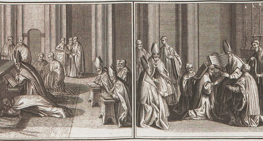 An illustration from Heilige Ceremonien, Gottes und Götzen-Dienste aller Völcker der Welt, Oder Eigentliche Vorstellung und summarischer Begriff, der vornehmsten Gottes-Dienstlichen Pflichten, Kirchen- und Tempel-Gebräuchen, der Christlich- und abgöttischen Völcker der gantzen Welt: Welche Nach des Berühmten Picarts Erfindung in Kupfer gestochen, und verlegt worden, 1748, leaf 125