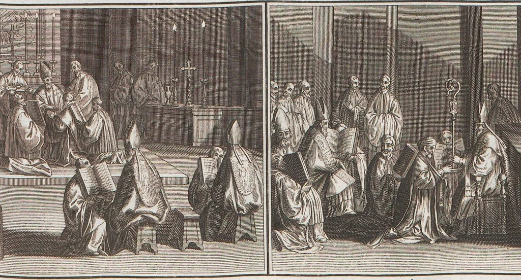 An illustration from Heilige Ceremonien, Gottes und Götzen-Dienste aller Völcker der Welt, Oder Eigentliche Vorstellung und summarischer Begriff, der vornehmsten Gottes-Dienstlichen Pflichten, Kirchen- und Tempel-Gebräuchen, der Christlich- und abgöttischen Völcker der gantzen Welt: Welche Nach des Berühmten Picarts Erfindung in Kupfer gestochen, und verlegt worden, 1748, leaf 125