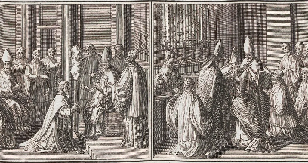 An illustration from Heilige Ceremonien, Gottes und Götzen-Dienste aller Völcker der Welt, Oder Eigentliche Vorstellung und summarischer Begriff, der vornehmsten Gottes-Dienstlichen Pflichten, Kirchen- und Tempel-Gebräuchen, der Christlich- und abgöttischen Völcker der gantzen Welt: Welche Nach des Berühmten Picarts Erfindung in Kupfer gestochen, und verlegt worden, 1748, leaf 126