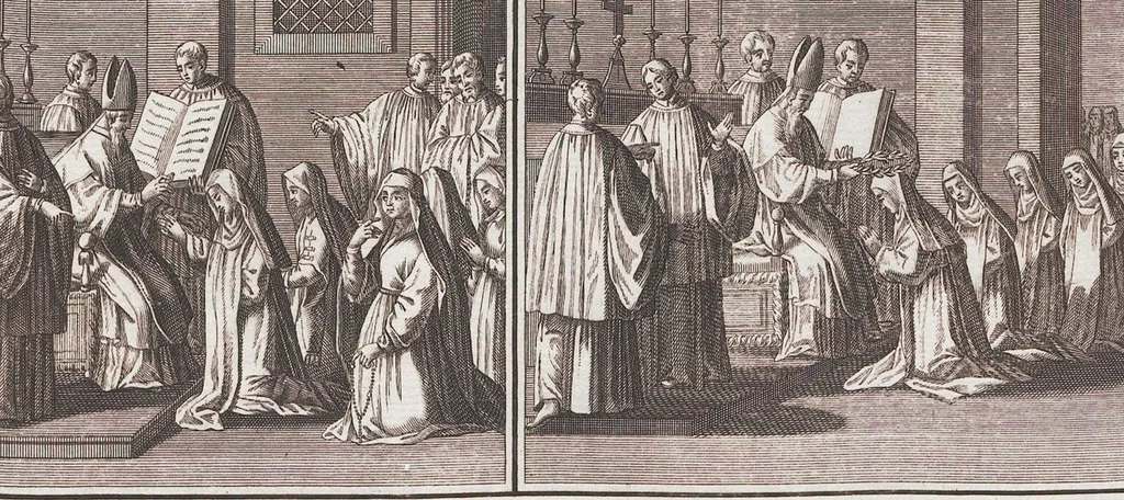 An illustration from Heilige Ceremonien, Gottes und Götzen-Dienste aller Völcker der Welt, Oder Eigentliche Vorstellung und summarischer Begriff, der vornehmsten Gottes-Dienstlichen Pflichten, Kirchen- und Tempel-Gebräuchen, der Christlich- und abgöttischen Völcker der gantzen Welt: Welche Nach des Berühmten Picarts Erfindung in Kupfer gestochen, und verlegt worden, 1748, leaf 128