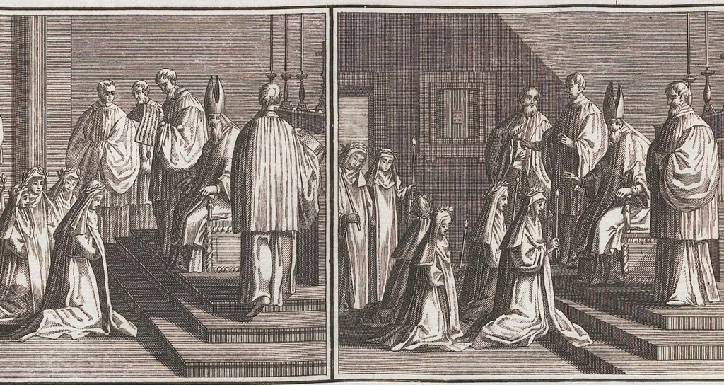 An illustration from Heilige Ceremonien, Gottes und Götzen-Dienste aller Völcker der Welt, Oder Eigentliche Vorstellung und summarischer Begriff, der vornehmsten Gottes-Dienstlichen Pflichten, Kirchen- und Tempel-Gebräuchen, der Christlich- und abgöttischen Völcker der gantzen Welt: Welche Nach des Berühmten Picarts Erfindung in Kupfer gestochen, und verlegt worden, 1748, leaf 128