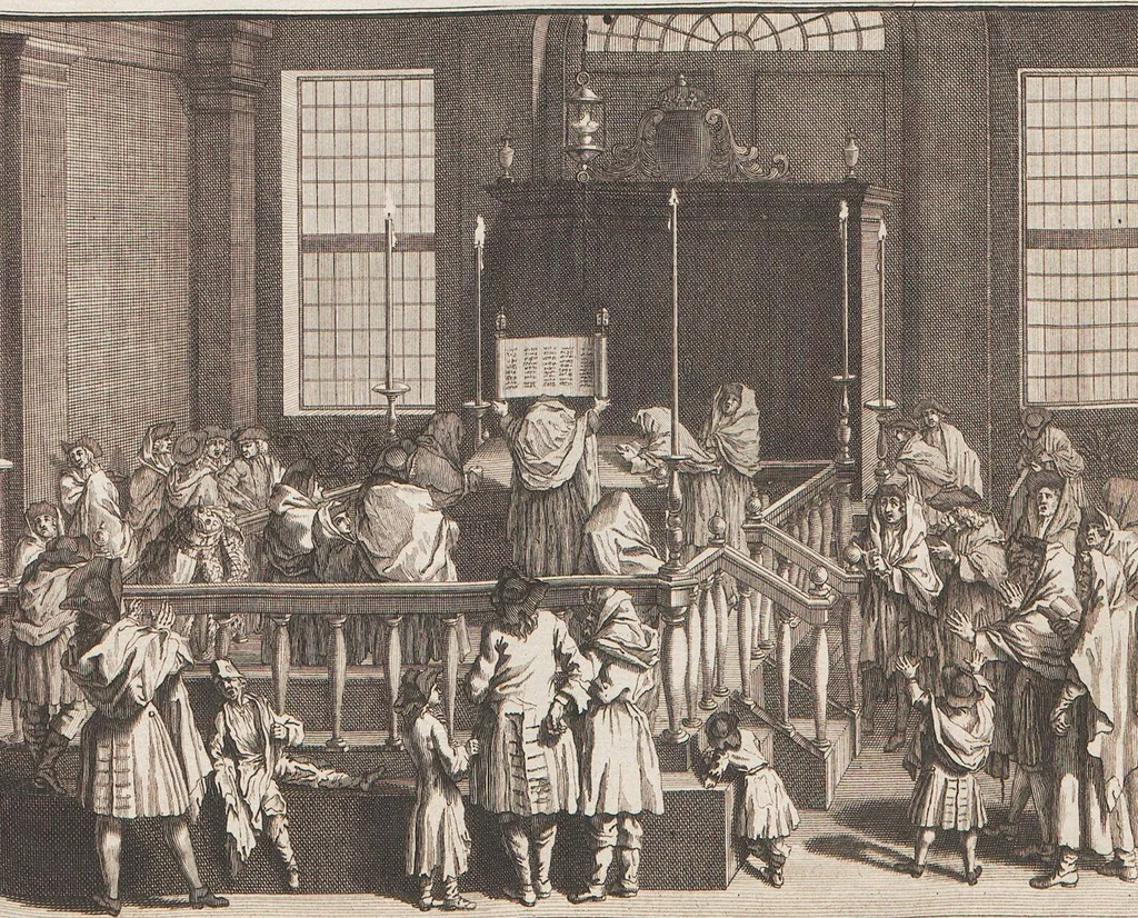 An illustration from Heilige Ceremonien, Gottes und Götzen-Dienste aller Völcker der Welt, Oder Eigentliche Vorstellung und summarischer Begriff, der vornehmsten Gottes-Dienstlichen Pflichten, Kirchen- und Tempel-Gebräuchen, der Christlich- und abgöttischen Völcker der gantzen Welt: Welche Nach des Berühmten Picarts Erfindung in Kupfer gestochen, und verlegt worden, 1748, leaf 139