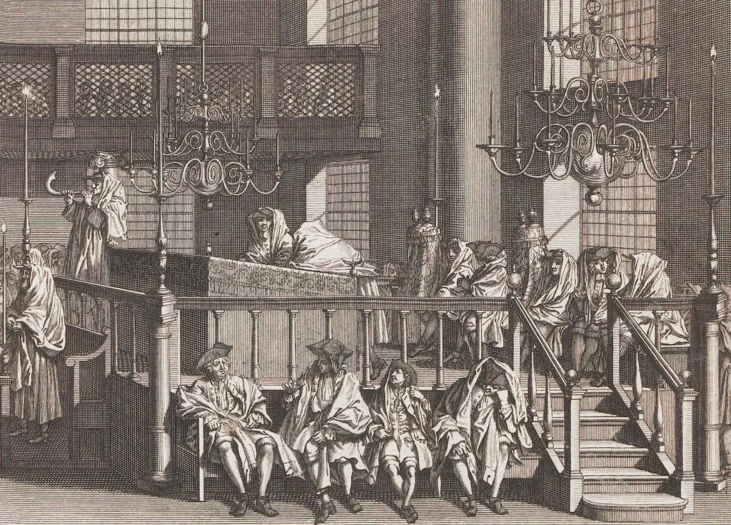 An illustration from Heilige Ceremonien, Gottes und Götzen-Dienste aller Völcker der Welt, Oder Eigentliche Vorstellung und summarischer Begriff, der vornehmsten Gottes-Dienstlichen Pflichten, Kirchen- und Tempel-Gebräuchen, der Christlich- und abgöttischen Völcker der gantzen Welt: Welche Nach des Berühmten Picarts Erfindung in Kupfer gestochen, und verlegt worden, 1748, leaf 140