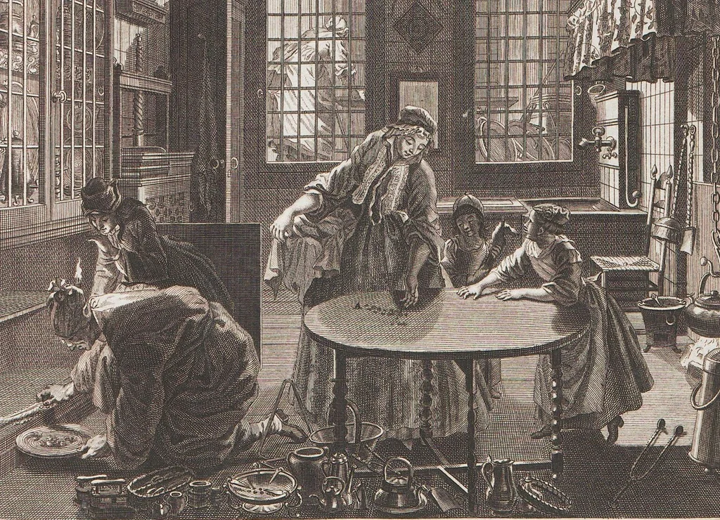 An illustration from Heilige Ceremonien, Gottes und Götzen-Dienste aller Völcker der Welt, Oder Eigentliche Vorstellung und summarischer Begriff, der vornehmsten Gottes-Dienstlichen Pflichten, Kirchen- und Tempel-Gebräuchen, der Christlich- und abgöttischen Völcker der gantzen Welt: Welche Nach des Berühmten Picarts Erfindung in Kupfer gestochen, und verlegt worden, 1748, leaf 141