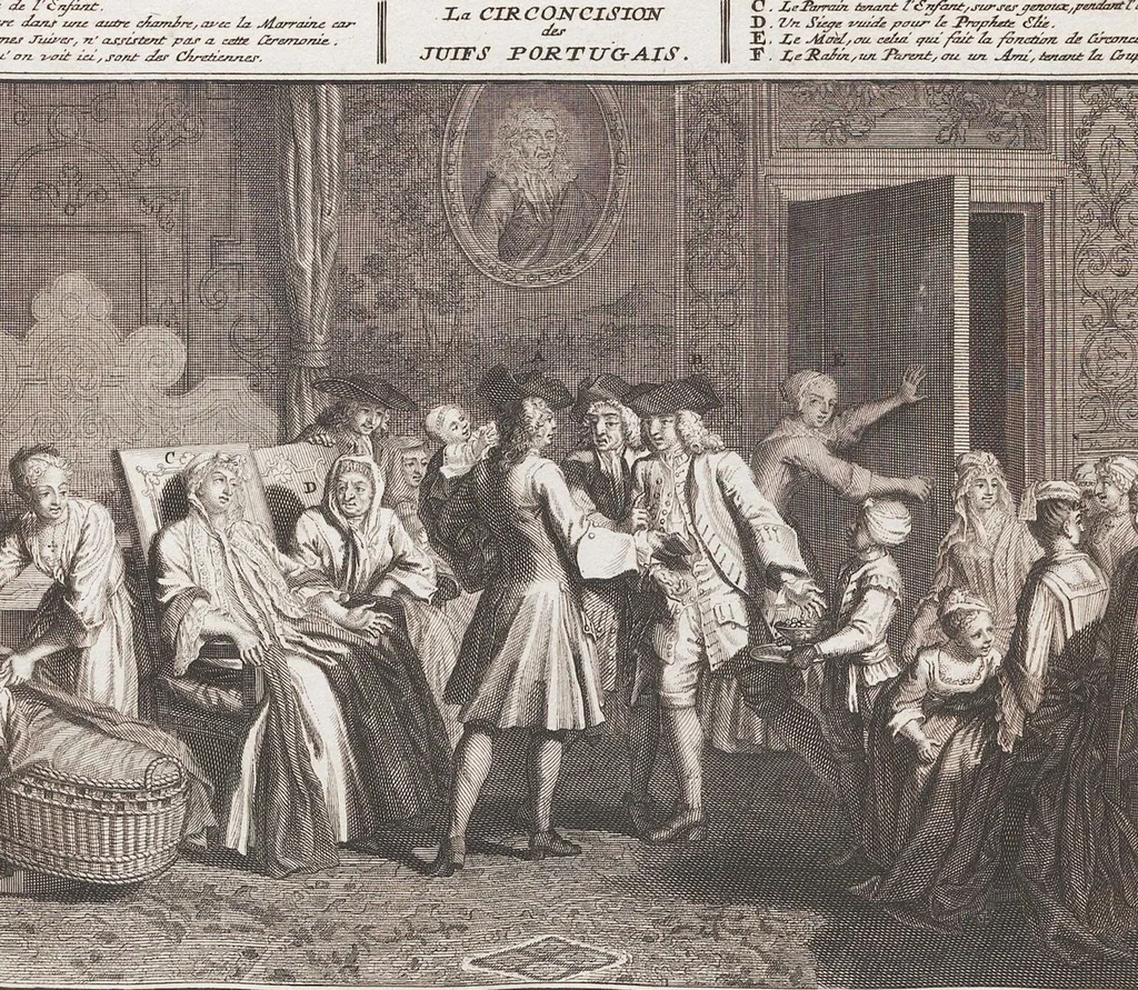 An illustration from Heilige Ceremonien, Gottes und Götzen-Dienste aller Völcker der Welt, Oder Eigentliche Vorstellung und summarischer Begriff, der vornehmsten Gottes-Dienstlichen Pflichten, Kirchen- und Tempel-Gebräuchen, der Christlich- und abgöttischen Völcker der gantzen Welt: Welche Nach des Berühmten Picarts Erfindung in Kupfer gestochen, und verlegt worden, 1748, leaf 145