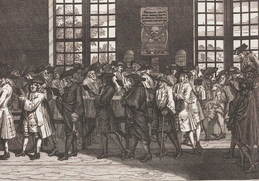 An illustration from Heilige Ceremonien, Gottes und Götzen-Dienste aller Völcker der Welt, Oder Eigentliche Vorstellung und summarischer Begriff, der vornehmsten Gottes-Dienstlichen Pflichten, Kirchen- und Tempel-Gebräuchen, der Christlich- und abgöttischen Völcker der gantzen Welt: Welche Nach des Berühmten Picarts Erfindung in Kupfer gestochen, und verlegt worden, 1748, leaf 147