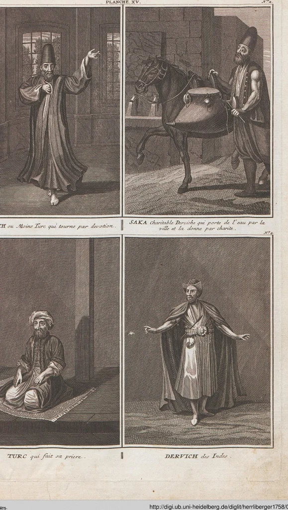 An illustration from Heilige Ceremonien, Gottes und Götzen-Dienste aller Völcker der Welt, Oder Eigentliche Vorstellung und summarischer Begriff, der vornehmsten Gottes-Dienstlichen Pflichten, Kirchen- und Tempel-Gebräuchen, der Christlich- und abgöttischen Völcker der gantzen Welt: Welche Nach des Berühmten Picarts Erfindung in Kupfer gestochen, und verlegt worden, 1748, leaf 150