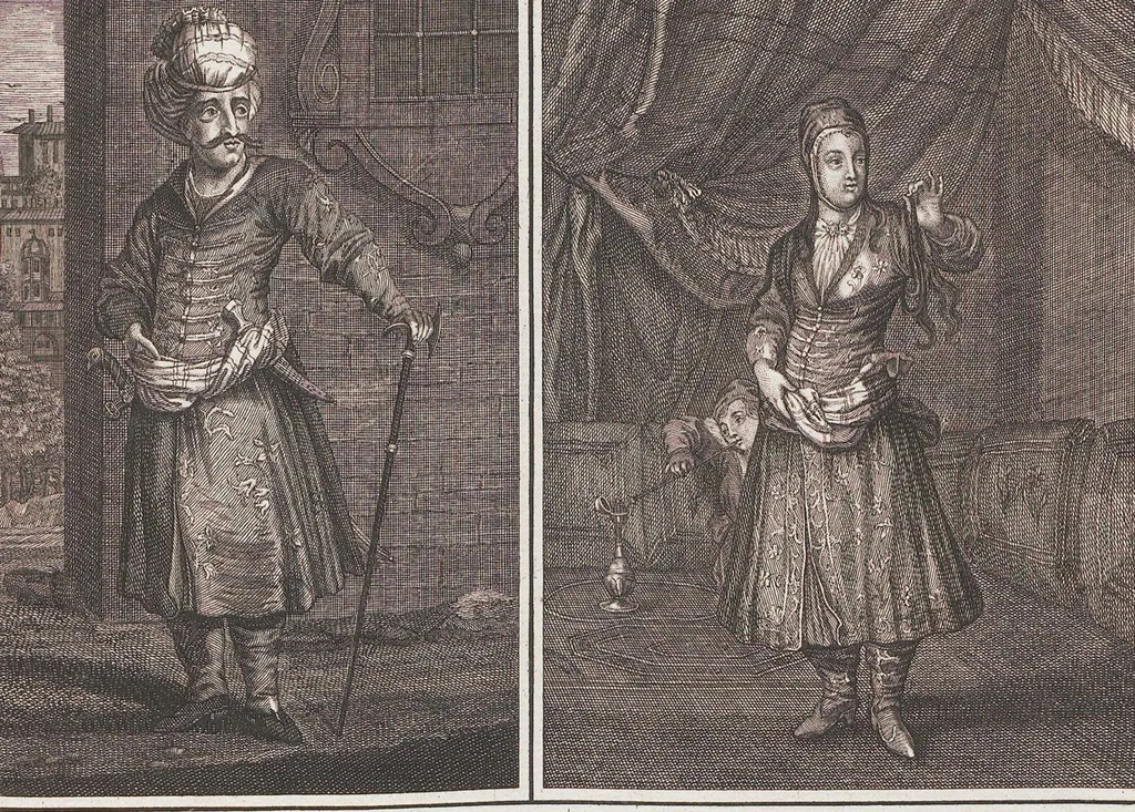 An illustration from Heilige Ceremonien, Gottes und Götzen-Dienste aller Völcker der Welt, Oder Eigentliche Vorstellung und summarischer Begriff, der vornehmsten Gottes-Dienstlichen Pflichten, Kirchen- und Tempel-Gebräuchen, der Christlich- und abgöttischen Völcker der gantzen Welt: Welche Nach des Berühmten Picarts Erfindung in Kupfer gestochen, und verlegt worden, 1748, leaf 156