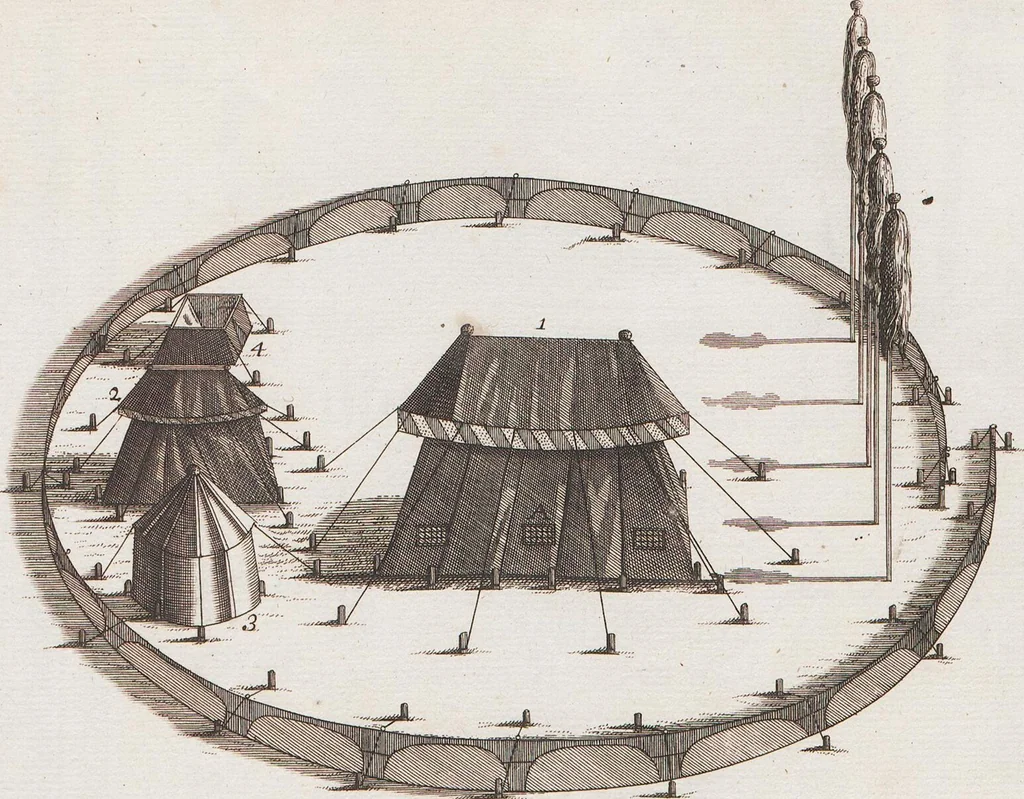 An illustration from Heilige Ceremonien, Gottes und Götzen-Dienste aller Völcker der Welt, Oder Eigentliche Vorstellung und summarischer Begriff, der vornehmsten Gottes-Dienstlichen Pflichten, Kirchen- und Tempel-Gebräuchen, der Christlich- und abgöttischen Völcker der gantzen Welt: Welche Nach des Berühmten Picarts Erfindung in Kupfer gestochen, und verlegt worden, 1748, leaf 170