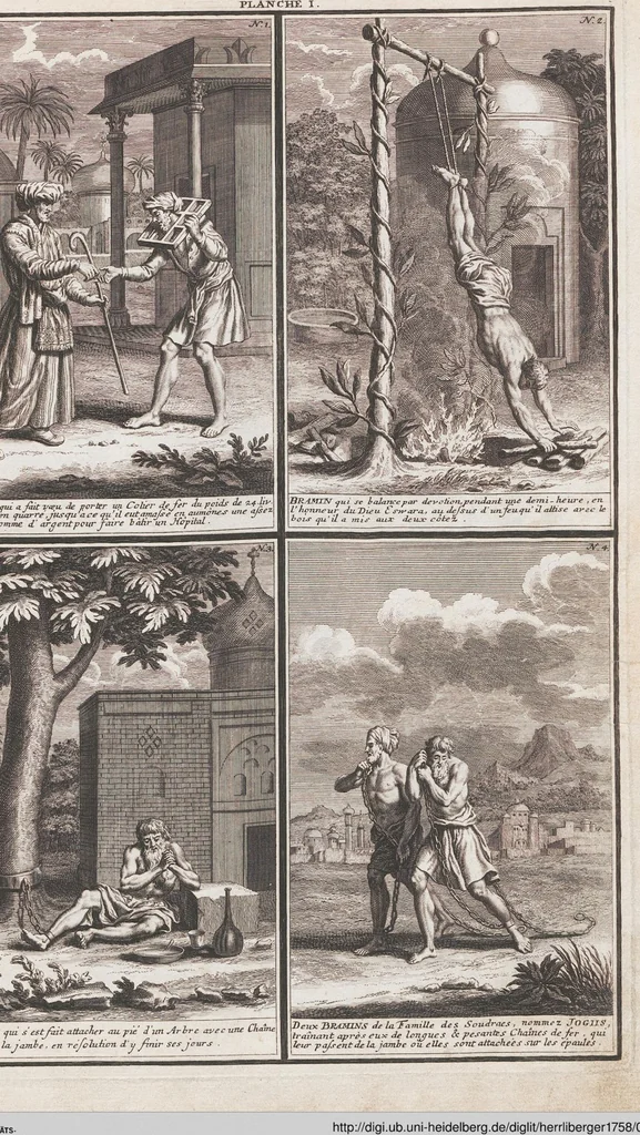 An illustration from Heilige Ceremonien, Gottes und Götzen-Dienste aller Völcker der Welt, Oder Eigentliche Vorstellung und summarischer Begriff, der vornehmsten Gottes-Dienstlichen Pflichten, Kirchen- und Tempel-Gebräuchen, der Christlich- und abgöttischen Völcker der gantzen Welt: Welche Nach des Berühmten Picarts Erfindung in Kupfer gestochen, und verlegt worden, 1748, leaf 173