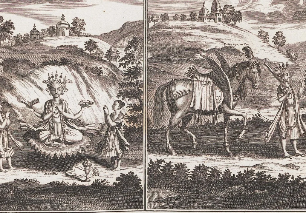 An illustration from Heilige Ceremonien, Gottes und Götzen-Dienste aller Völcker der Welt, Oder Eigentliche Vorstellung und summarischer Begriff, der vornehmsten Gottes-Dienstlichen Pflichten, Kirchen- und Tempel-Gebräuchen, der Christlich- und abgöttischen Völcker der gantzen Welt: Welche Nach des Berühmten Picarts Erfindung in Kupfer gestochen, und verlegt worden, 1748, leaf 178