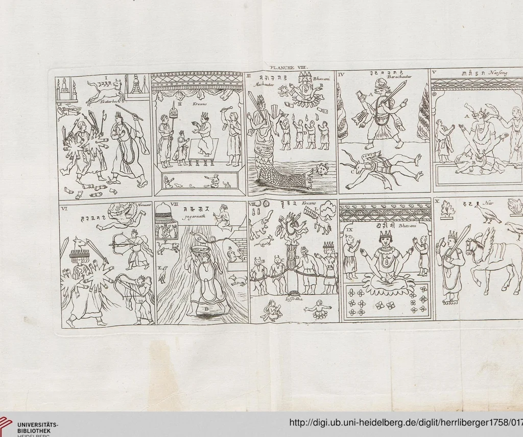 An illustration from Heilige Ceremonien, Gottes und Götzen-Dienste aller Völcker der Welt, Oder Eigentliche Vorstellung und summarischer Begriff, der vornehmsten Gottes-Dienstlichen Pflichten, Kirchen- und Tempel-Gebräuchen, der Christlich- und abgöttischen Völcker der gantzen Welt: Welche Nach des Berühmten Picarts Erfindung in Kupfer gestochen, und verlegt worden, 1748, leaf 179