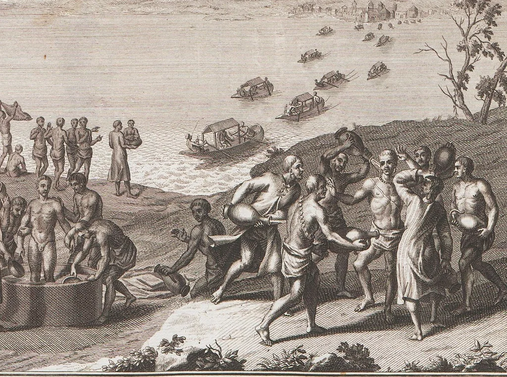 An illustration from Heilige Ceremonien, Gottes und Götzen-Dienste aller Völcker der Welt, Oder Eigentliche Vorstellung und summarischer Begriff, der vornehmsten Gottes-Dienstlichen Pflichten, Kirchen- und Tempel-Gebräuchen, der Christlich- und abgöttischen Völcker der gantzen Welt: Welche Nach des Berühmten Picarts Erfindung in Kupfer gestochen, und verlegt worden, 1748, leaf 189
