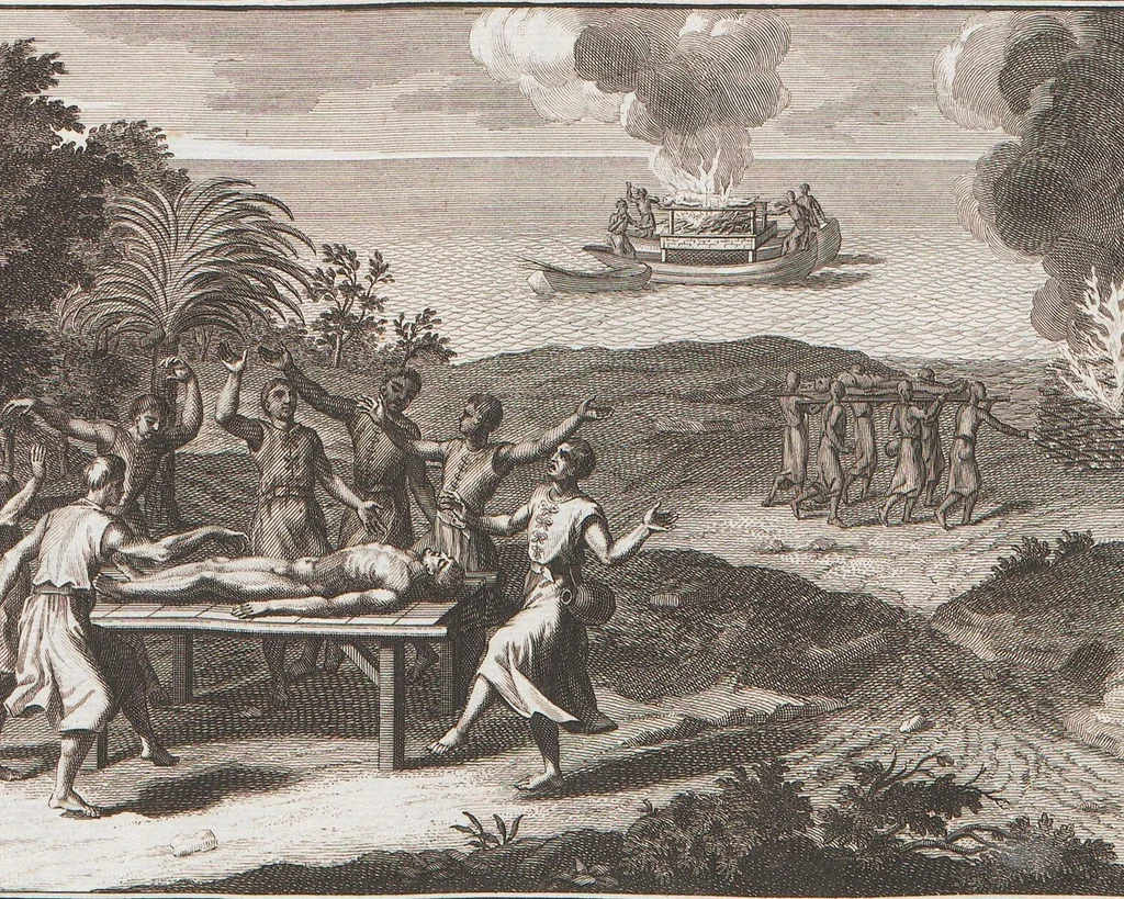 An illustration from Heilige Ceremonien, Gottes und Götzen-Dienste aller Völcker der Welt, Oder Eigentliche Vorstellung und summarischer Begriff, der vornehmsten Gottes-Dienstlichen Pflichten, Kirchen- und Tempel-Gebräuchen, der Christlich- und abgöttischen Völcker der gantzen Welt: Welche Nach des Berühmten Picarts Erfindung in Kupfer gestochen, und verlegt worden, 1748, leaf 189