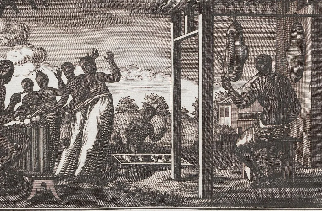 An illustration from Heilige Ceremonien, Gottes und Götzen-Dienste aller Völcker der Welt, Oder Eigentliche Vorstellung und summarischer Begriff, der vornehmsten Gottes-Dienstlichen Pflichten, Kirchen- und Tempel-Gebräuchen, der Christlich- und abgöttischen Völcker der gantzen Welt: Welche Nach des Berühmten Picarts Erfindung in Kupfer gestochen, und verlegt worden, 1748, leaf 196