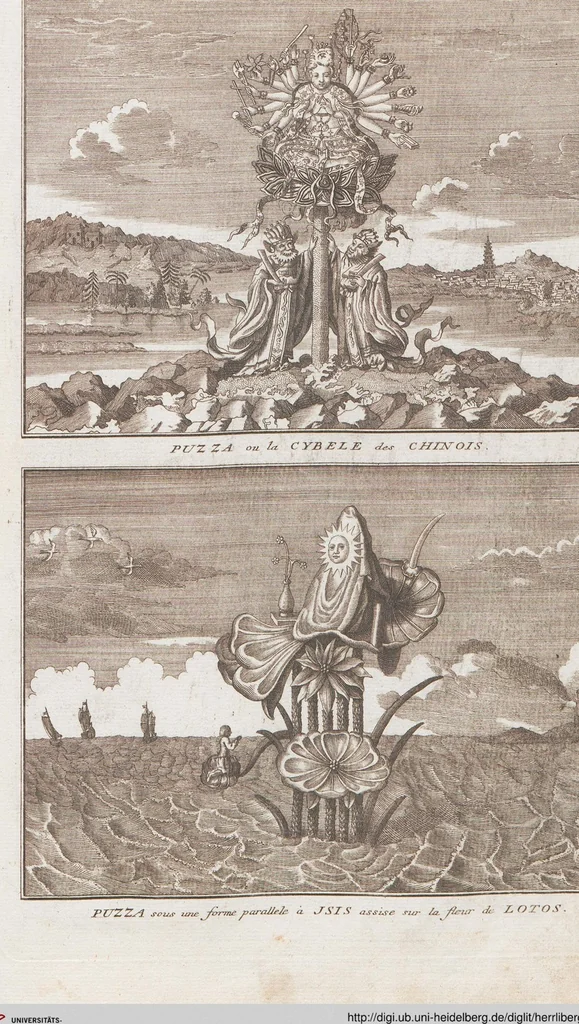 An illustration from Heilige Ceremonien, Gottes und Götzen-Dienste aller Völcker der Welt, Oder Eigentliche Vorstellung und summarischer Begriff, der vornehmsten Gottes-Dienstlichen Pflichten, Kirchen- und Tempel-Gebräuchen, der Christlich- und abgöttischen Völcker der gantzen Welt: Welche Nach des Berühmten Picarts Erfindung in Kupfer gestochen, und verlegt worden, 1748, leaf 201