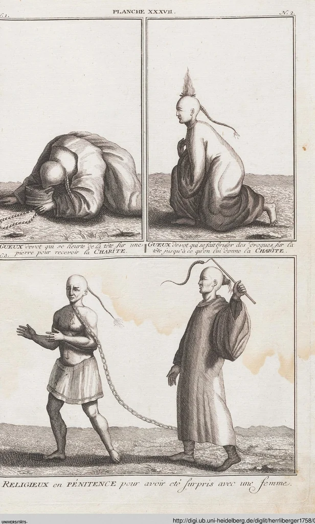 An illustration from Heilige Ceremonien, Gottes und Götzen-Dienste aller Völcker der Welt, Oder Eigentliche Vorstellung und summarischer Begriff, der vornehmsten Gottes-Dienstlichen Pflichten, Kirchen- und Tempel-Gebräuchen, der Christlich- und abgöttischen Völcker der gantzen Welt: Welche Nach des Berühmten Picarts Erfindung in Kupfer gestochen, und verlegt worden, 1748, leaf 208