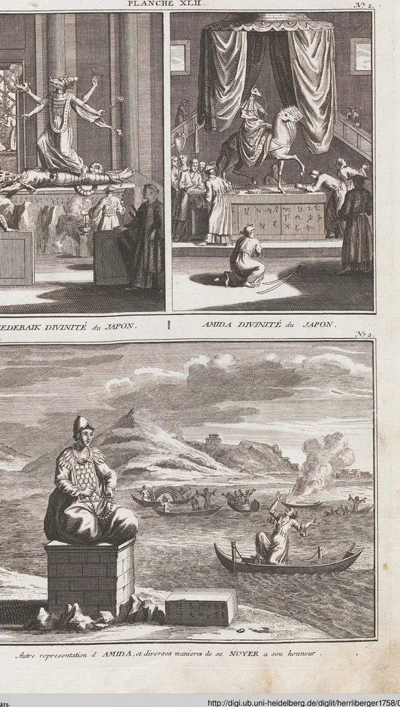 An illustration from Heilige Ceremonien, Gottes und Götzen-Dienste aller Völcker der Welt, Oder Eigentliche Vorstellung und summarischer Begriff, der vornehmsten Gottes-Dienstlichen Pflichten, Kirchen- und Tempel-Gebräuchen, der Christlich- und abgöttischen Völcker der gantzen Welt: Welche Nach des Berühmten Picarts Erfindung in Kupfer gestochen, und verlegt worden, 1748, leaf 213